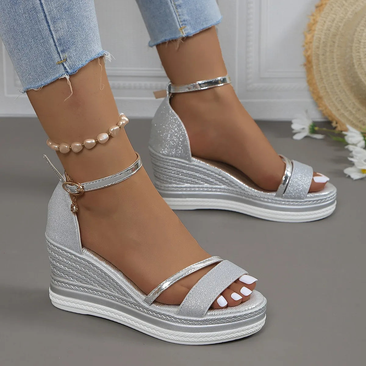Damen Sandalen Bequem Offenes Design Hochwertige Textilien 2