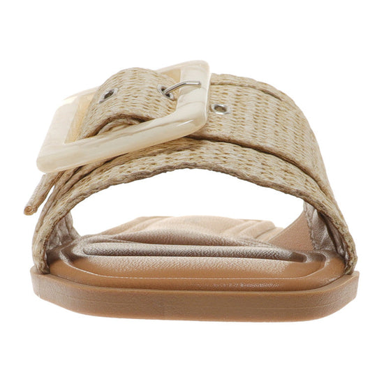 Damen Sandalen Naturfarbe mit Schnalle aus Kunstleder für den Sommer 1