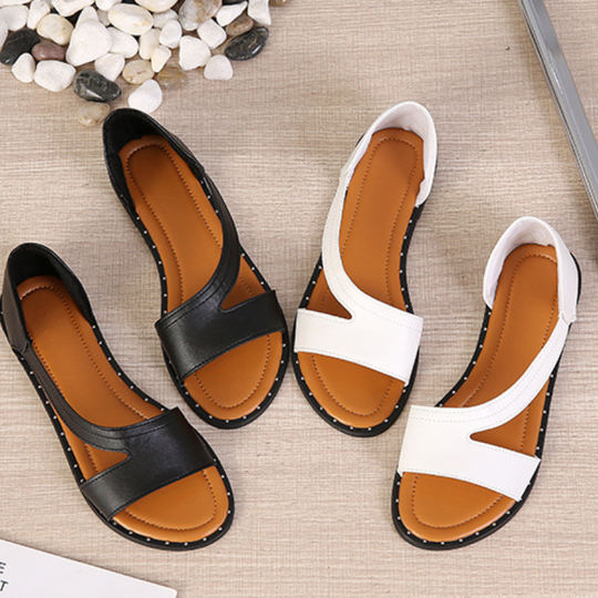 Damen Sandalen Premium PU Leder Verstellbare Riemen Sommerschuhe 0
