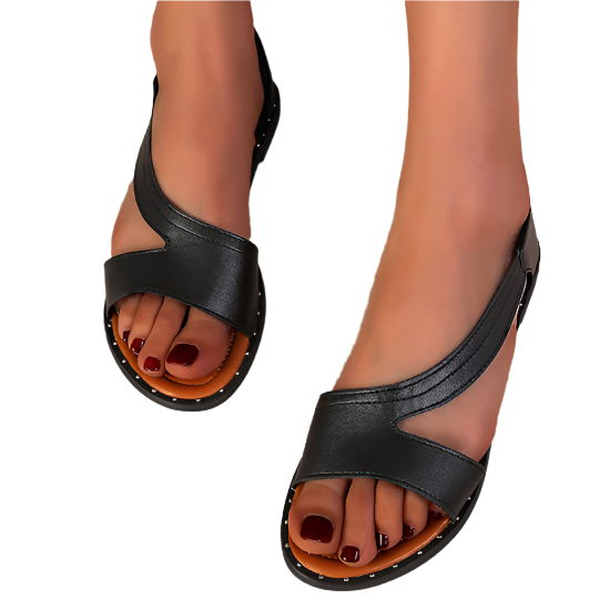 Damen Sandalen Premium PU Leder Verstellbare Riemen Sommerschuhe 1