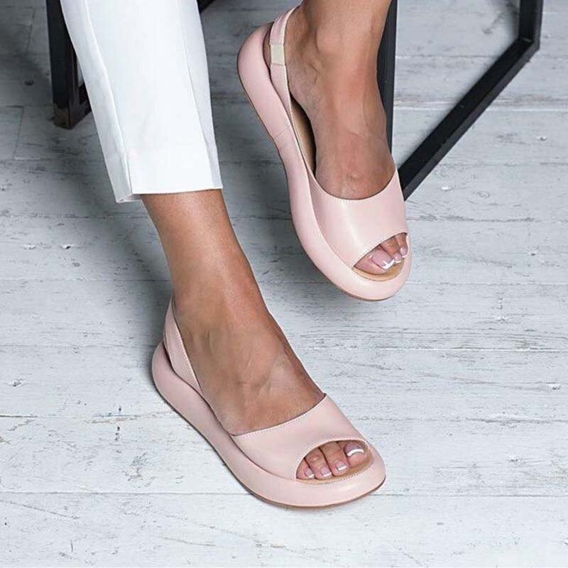 Damen Sandalen Sommer Stil Leder Mit Gepolstertem Fußbett und Verstellbaren Riemen 1