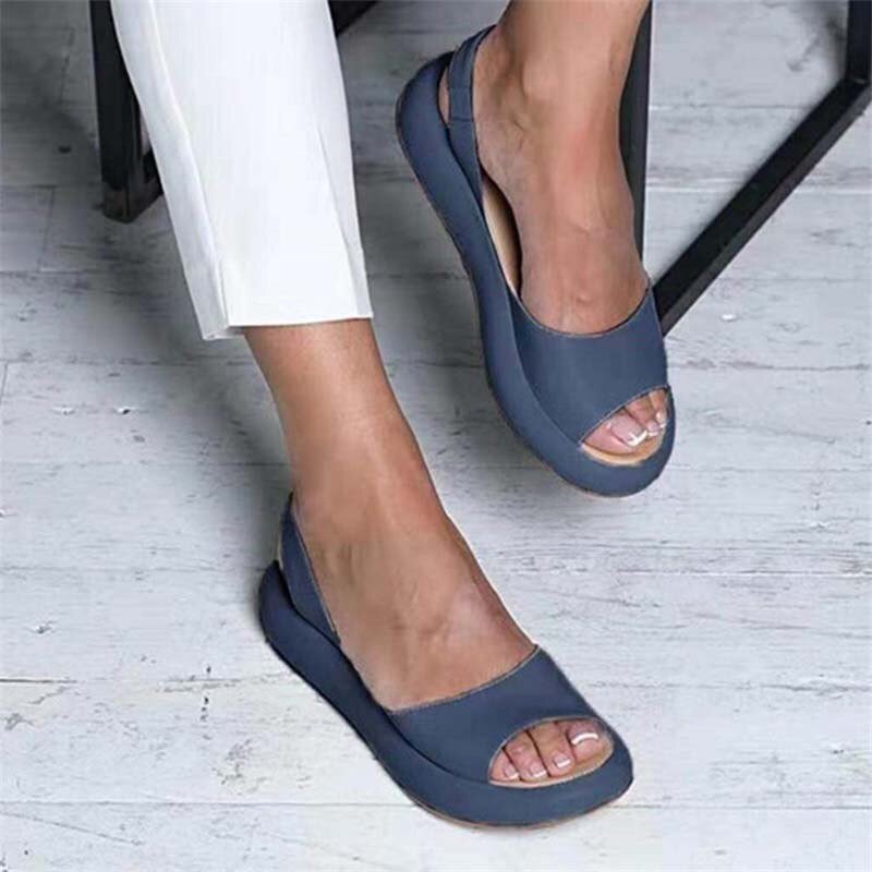 Damen Sandalen Sommer Stil Leder Mit Gepolstertem Fußbett und Verstellbaren Riemen 2