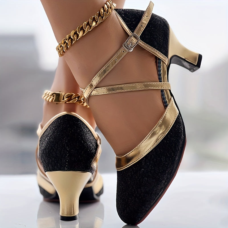 Damen Sandalen mit Schnallenriemen und Glänzender Oberfläche 7