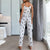 Damen Satin Pyjama Set mit Schmetterlingsdruck 1