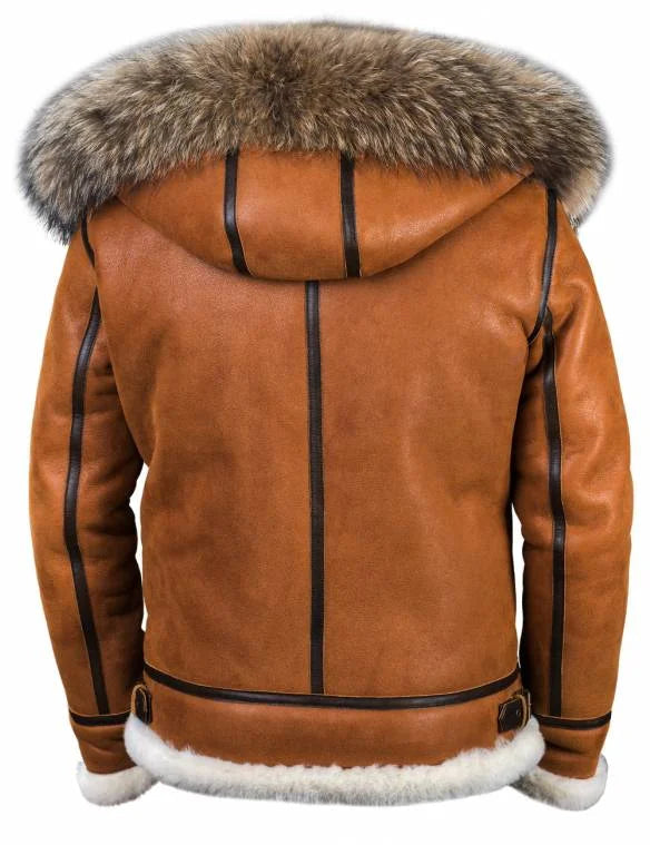 Damen Schaffelljacke mit Pelzkapuze 3