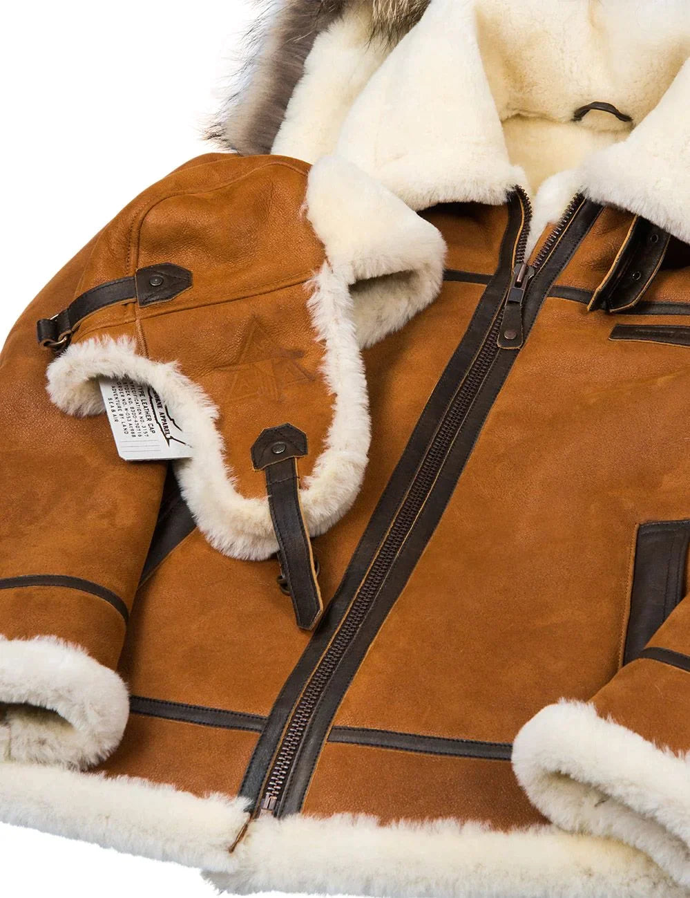 Damen Schaffelljacke mit Pelzkapuze 6