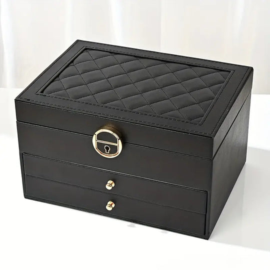 Damen Schmuckschatulle Mehrschichtiger Organizer für Ringe, Halsketten und Ohrringe 3