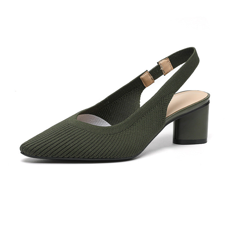 Damen Schuhe Slingback Mit Spitzer Zehenpartie Und Blockabsatz Aus Weichem Material 12