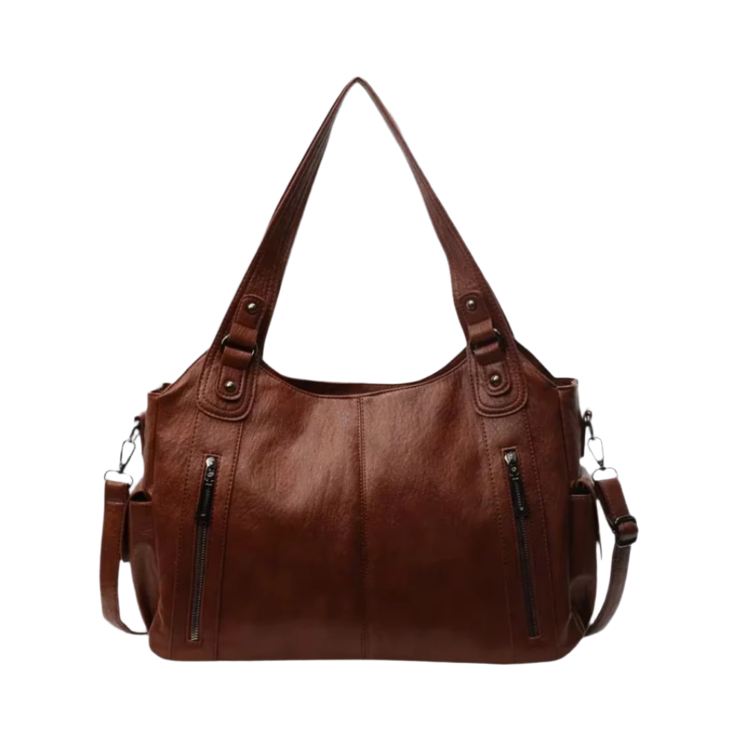 Damen Schultertasche aus Veganem Leder mit Metallakzenten, Praktisch und Stilvoll 0