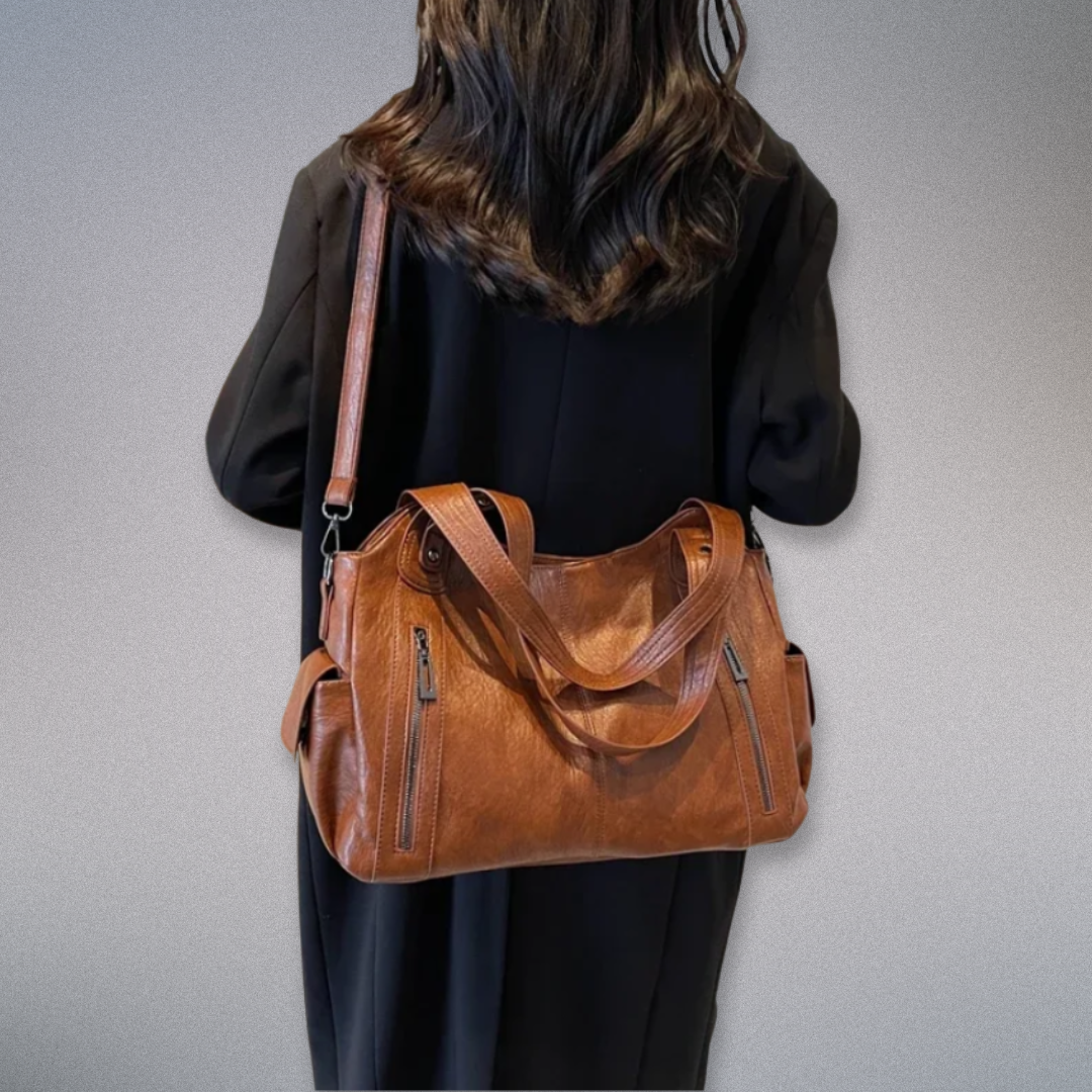 Damen Schultertasche aus Veganem Leder mit Metallakzenten, Praktisch und Stilvoll 2