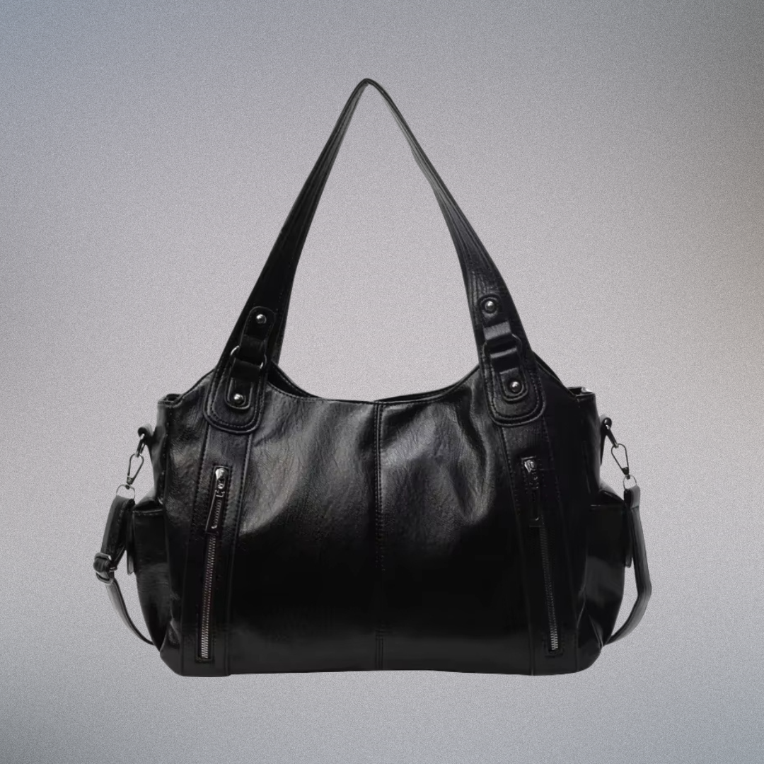 Damen Schultertasche aus Veganem Leder mit Metallakzenten, Praktisch und Stilvoll 3