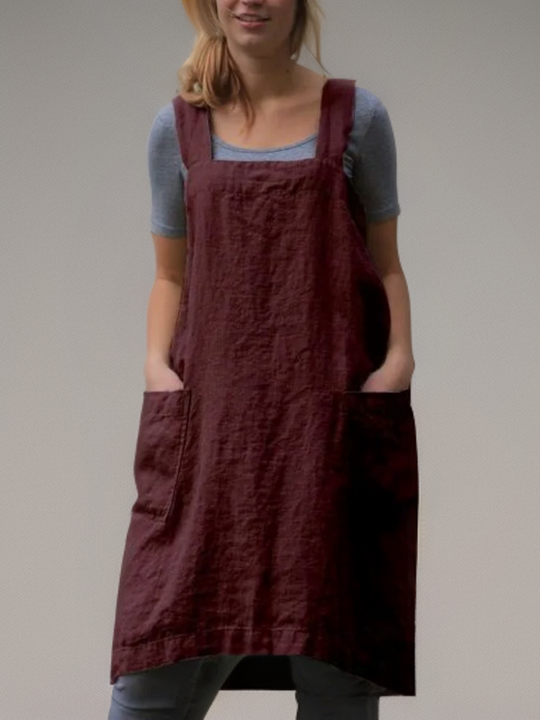 Damen Schürzenkleid Leicht mit Taschen 7