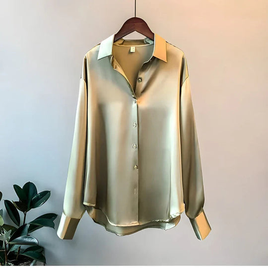 Damen Seidenbluse mit langen Ärmeln 1