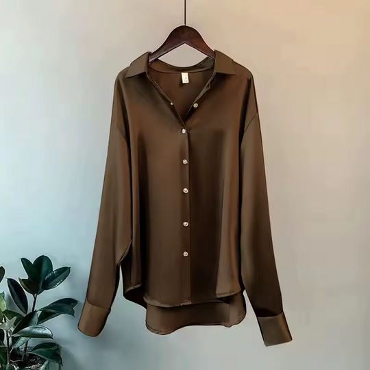 Damen Seidenbluse mit langen Ärmeln 6