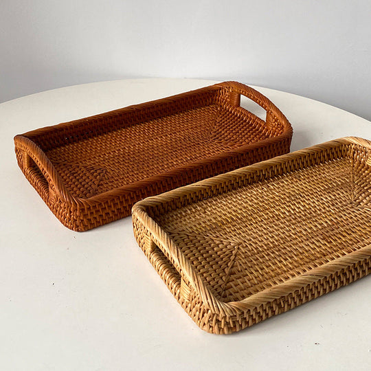 Damen Servierplatte Rechteckig aus Rattan 1