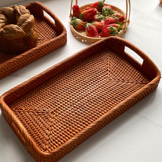 Damen Servierplatte Rechteckig aus Rattan 2
