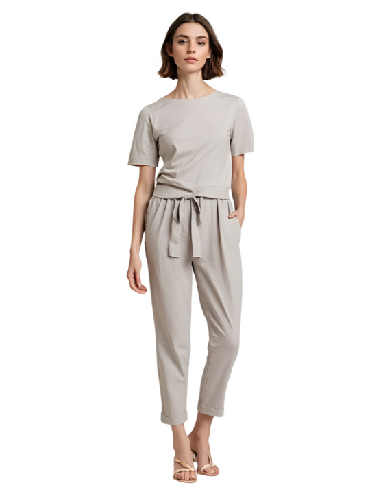 Damen Set Leinen Twin Set mit Hose und Top für Sommer 0
