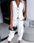 Damen Set Twin Set mit Gilet und Hose im Streifen-Design, Bequemer Stoff 1