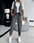 Damen Set Twin Set mit Gilet und Hose im Streifen-Design, Bequemer Stoff 9