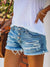 Damen Shorts Kurze Denim Mit Ripped-Details Und Fransensaum 1