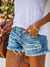 Damen Shorts Kurze Denim Mit Ripped-Details Und Fransensaum 2