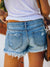 Damen Shorts Kurze Denim Mit Ripped-Details Und Fransensaum 3