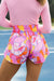 Damen Shorts mit Smockbund und abstraktem Print 1