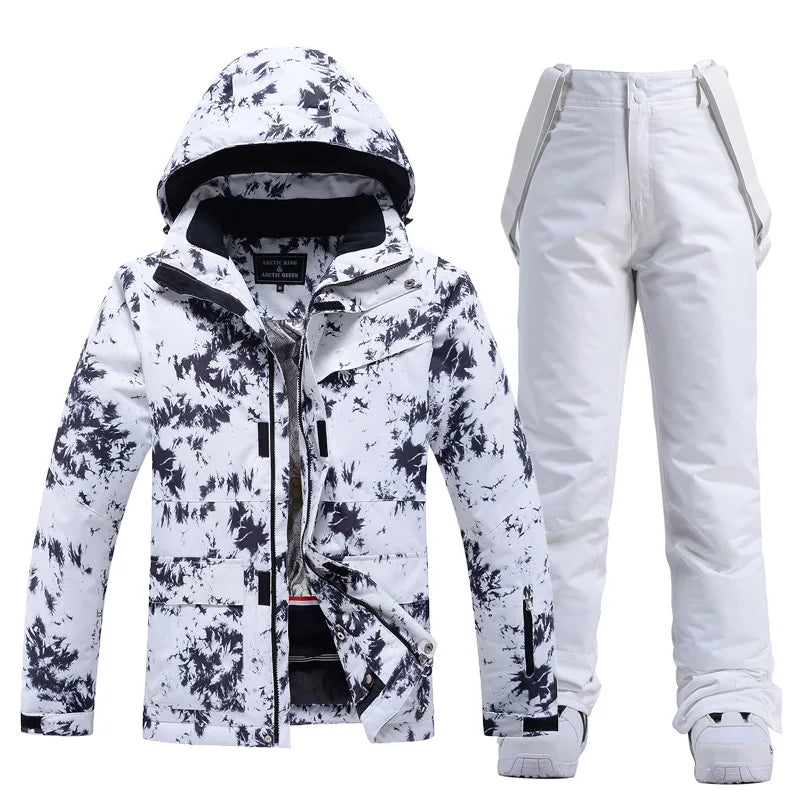 Damen Skianzug Winter Zweiteilig mit Kapuze und Trägerhose 9