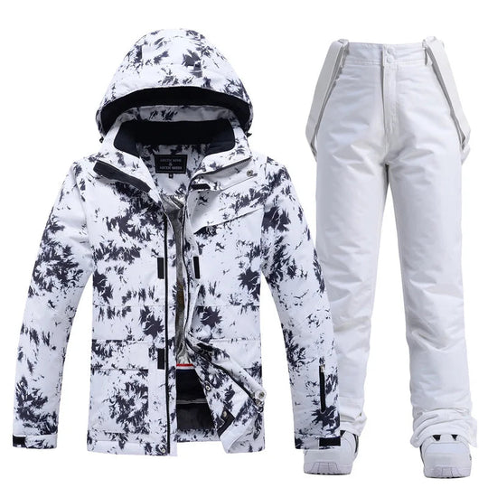Damen Skianzug Winter Zweiteilig mit Kapuze und Trägerhose 9