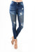 Damen Skinny Jeans Hohe Taille Zerstört Denim 1