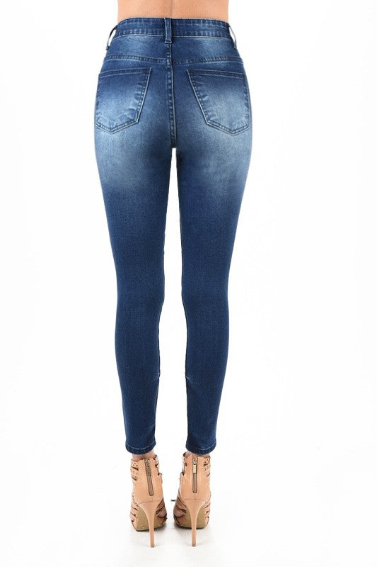 Damen Skinny Jeans Hohe Taille Zerstört Denim 3