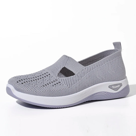 Damen Sneaker Atmungsaktive Freizeit Schuhe Flache Slip-On Mesh Gummi 6