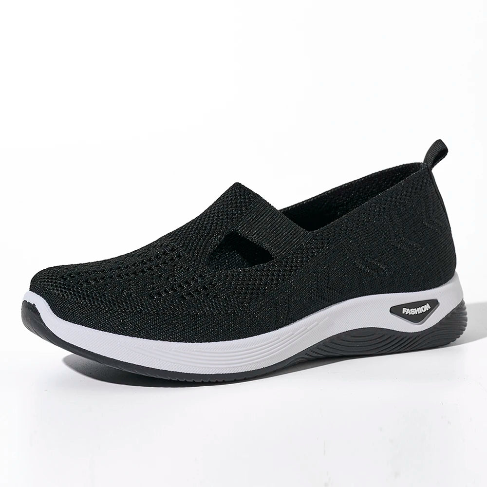 Damen Sneaker Atmungsaktive Freizeit Schuhe Flache Slip-On Mesh Gummi 7