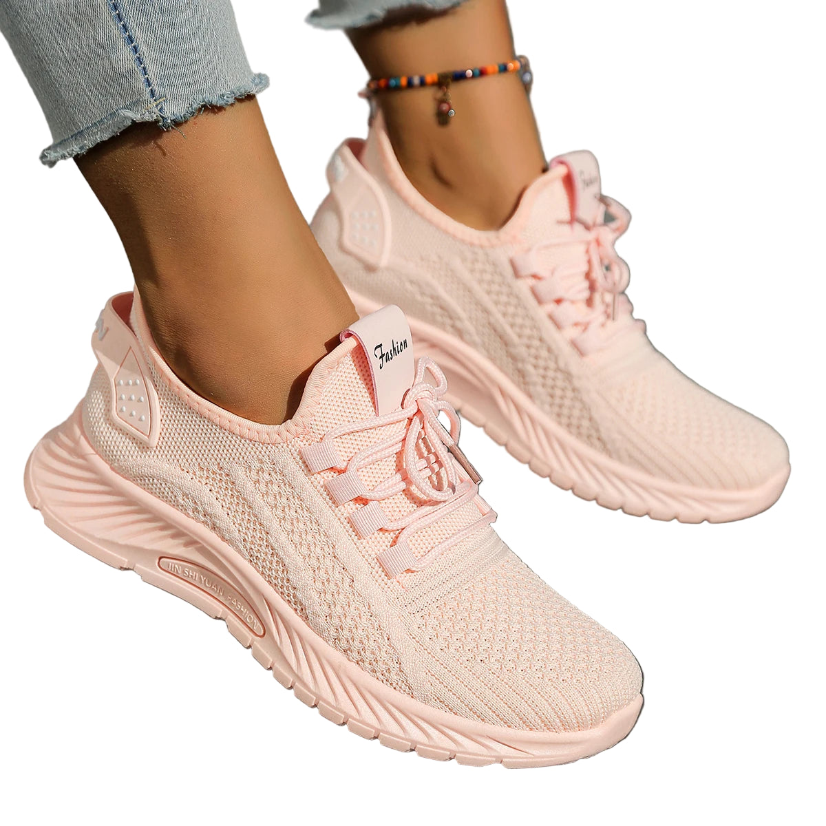 Damen Sneaker Freizeit Sport Schuhe Atmungsaktives Fly Weaving 0