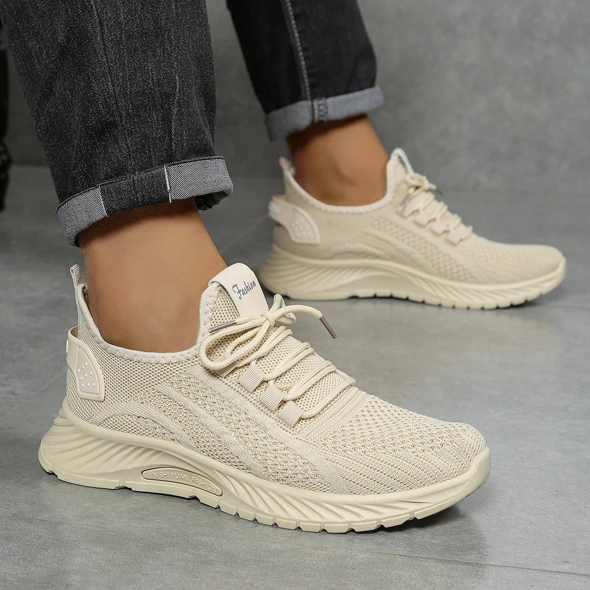 Damen Sneaker Freizeit Sport Schuhe Atmungsaktives Fly Weaving 2