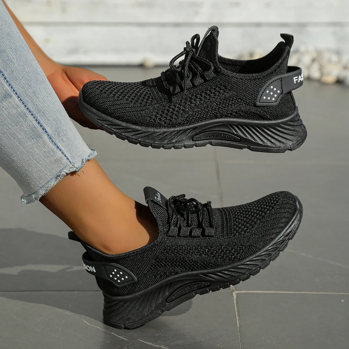 Damen Sneaker Freizeit Sport Schuhe Atmungsaktives Fly Weaving 6