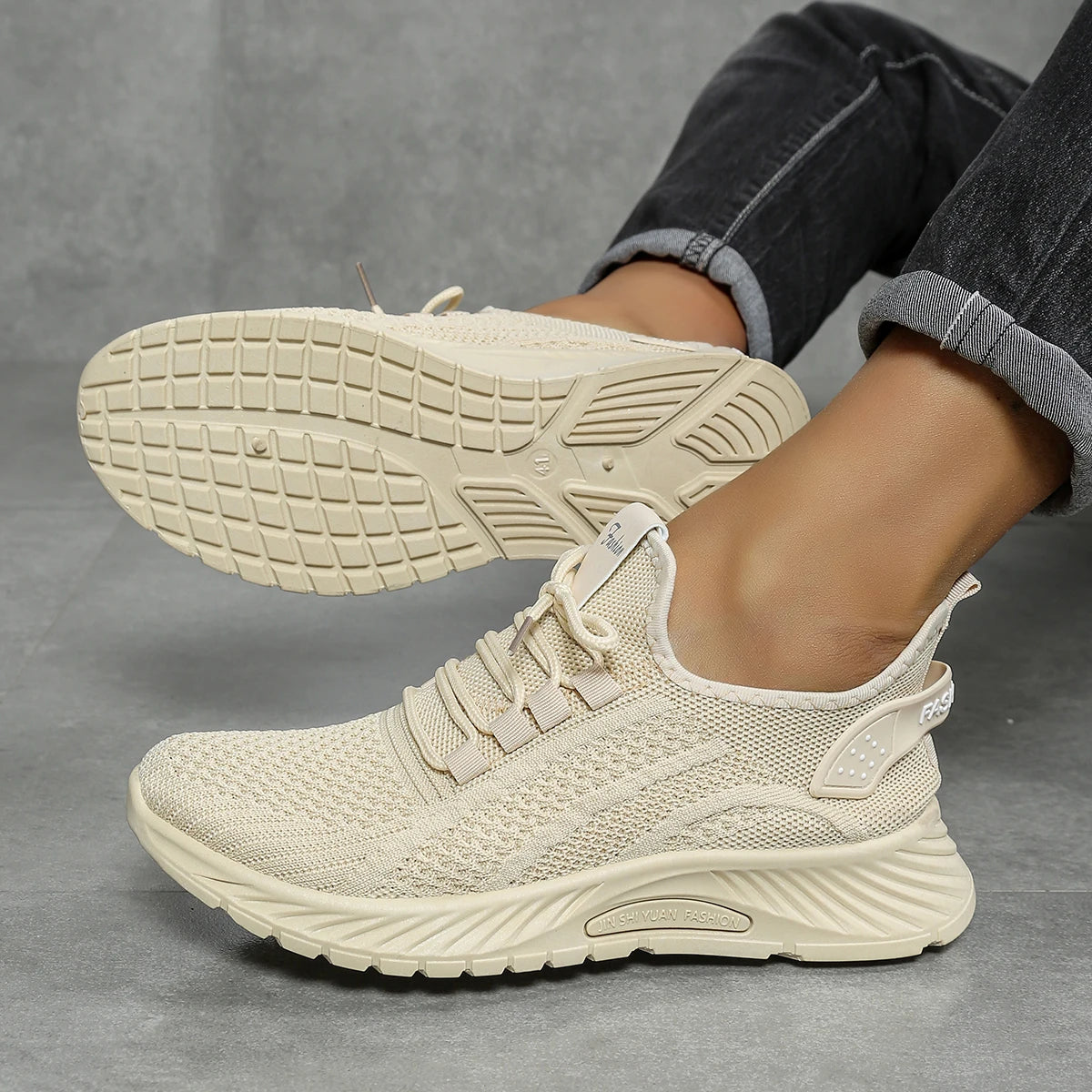 Damen Sneaker Freizeit Sport Schuhe Atmungsaktives Fly Weaving 7