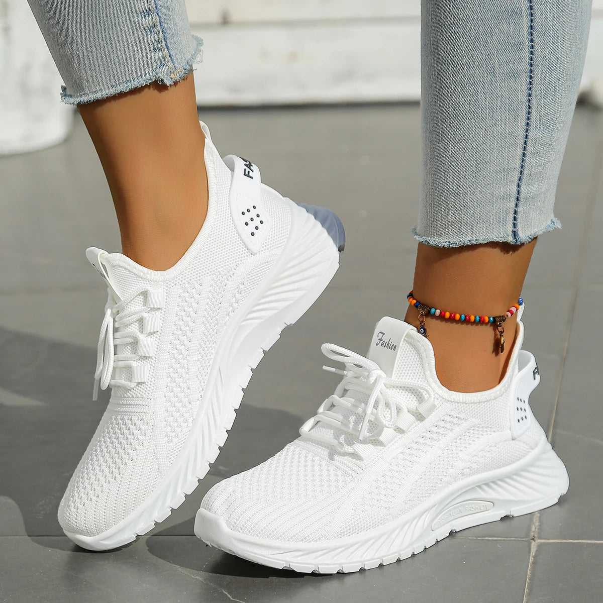 Damen Sneaker Freizeit Sport Schuhe Atmungsaktives Fly Weaving 8