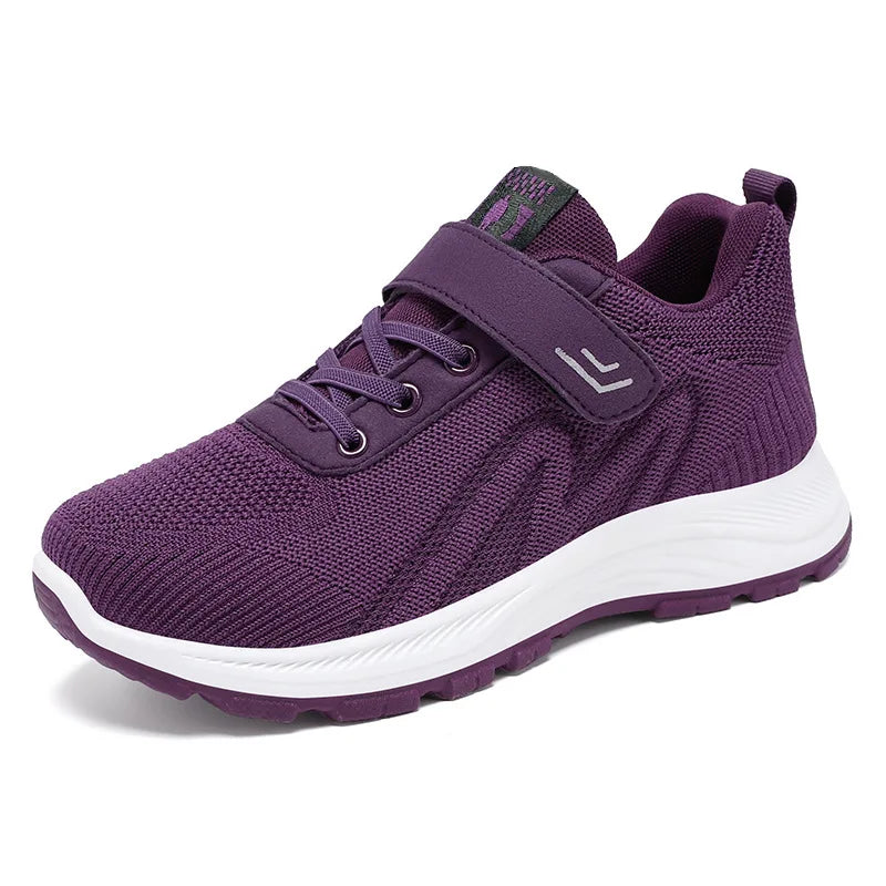 Damen Sneakers Atmungsaktiv Freizeit Schnürschuhe Leicht Textil 5