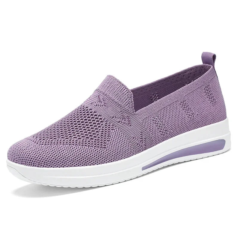 Damen Sneakers Atmungsaktive Strick-Mesh Slip-On Schuhe 6