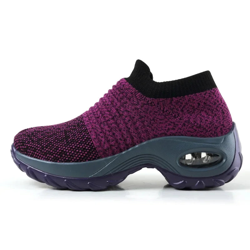 Damen Sneakers Erhöhter Absatz Atmungsaktives Obermaterial für Freizeit und Outdoor 9