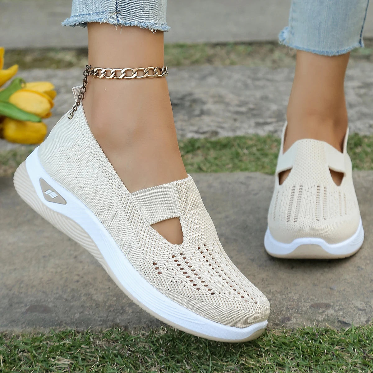 Damen Sneakers Leichte Flache Schuhe Atmungsaktives Material für Alle Jahreszeiten 11