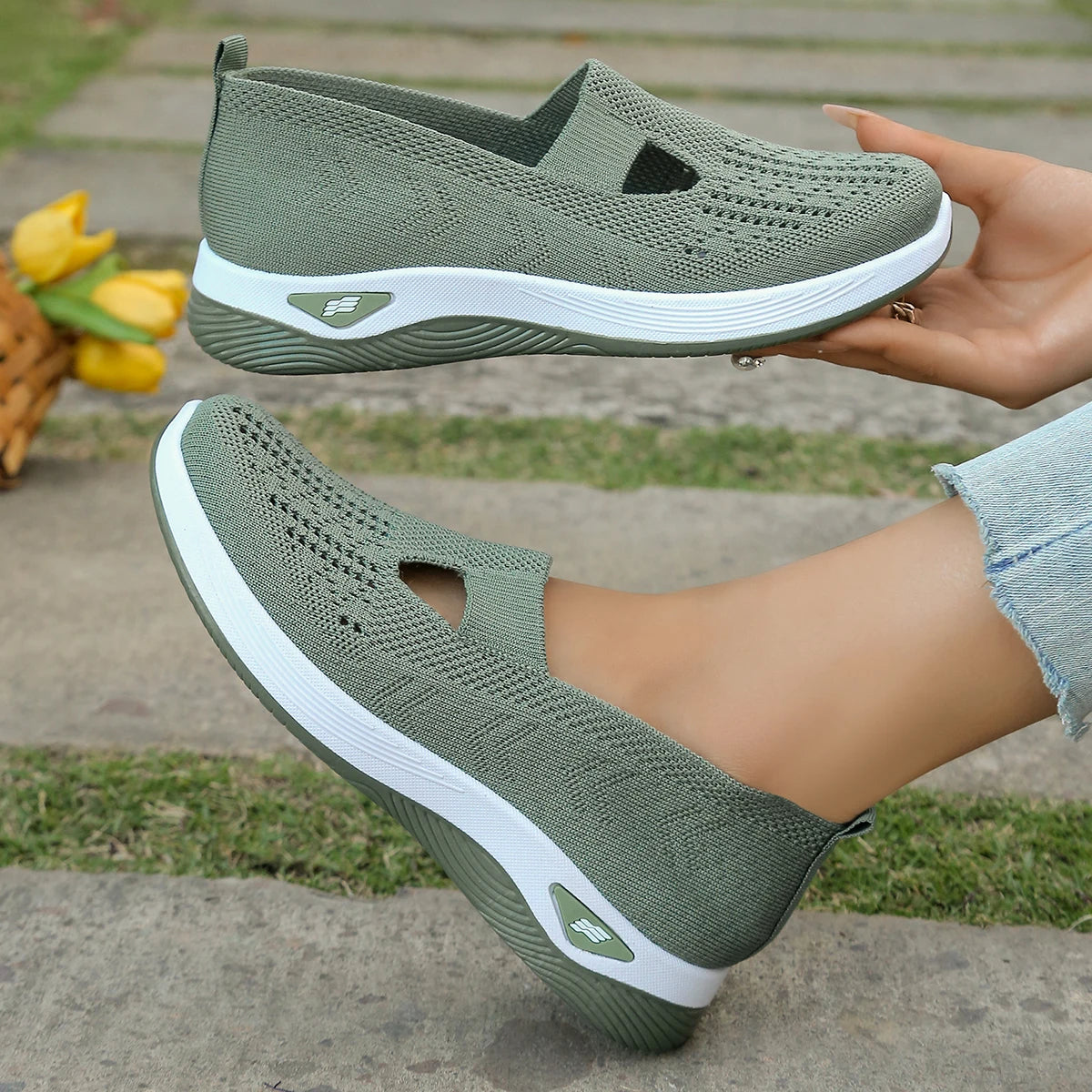Damen Sneakers Leichte Flache Schuhe Atmungsaktives Material für Alle Jahreszeiten 15