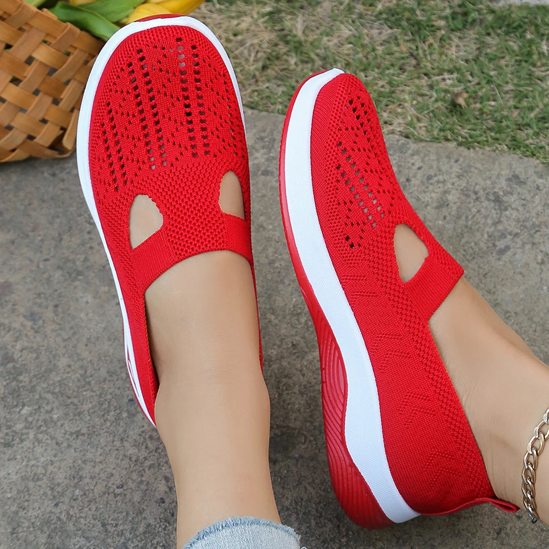 Damen Sneakers Leichte Flache Schuhe Atmungsaktives Material für Alle Jahreszeiten 2