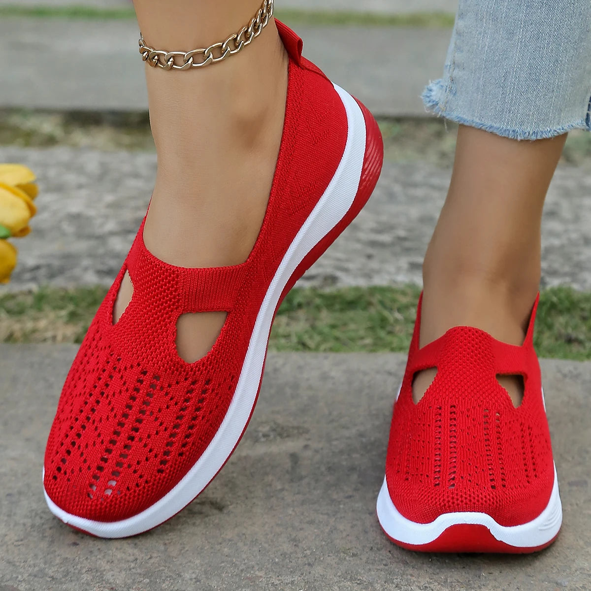 Damen Sneakers Leichte Flache Schuhe Atmungsaktives Material für Alle Jahreszeiten 3