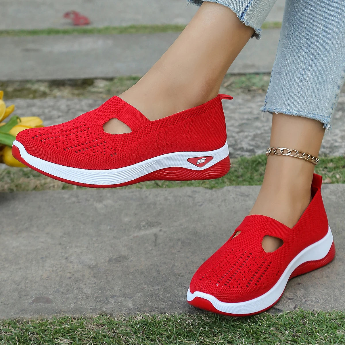 Damen Sneakers Leichte Flache Schuhe Atmungsaktives Material für Alle Jahreszeiten 7