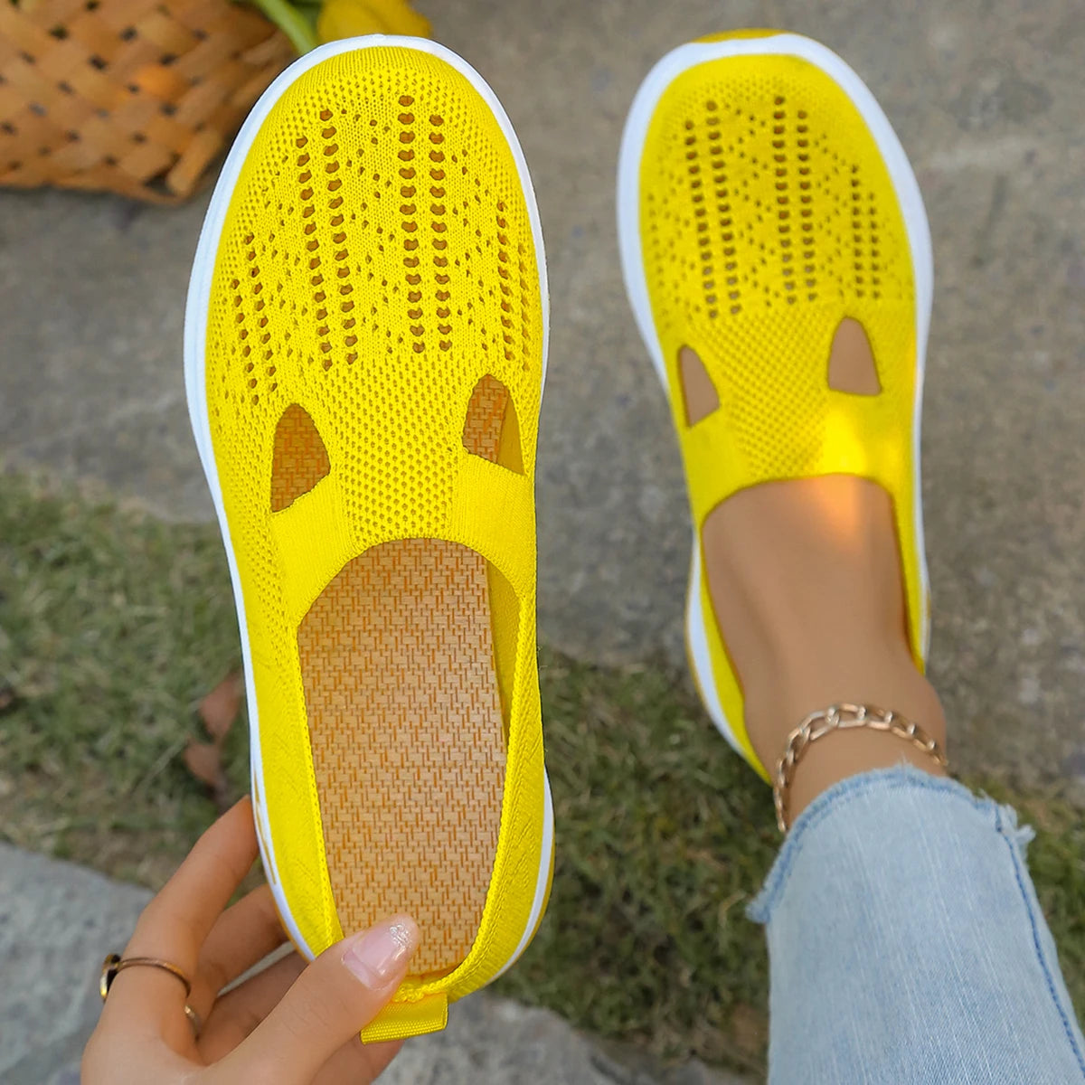 Damen Sneakers Leichte Flache Schuhe Atmungsaktives Material für Alle Jahreszeiten 9