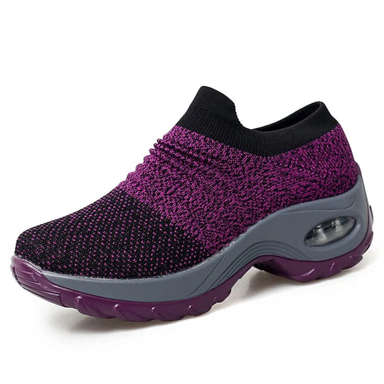 Damen Sneakers Plattform Atmungsaktives Obermaterial Rutschfeste Sohle 6