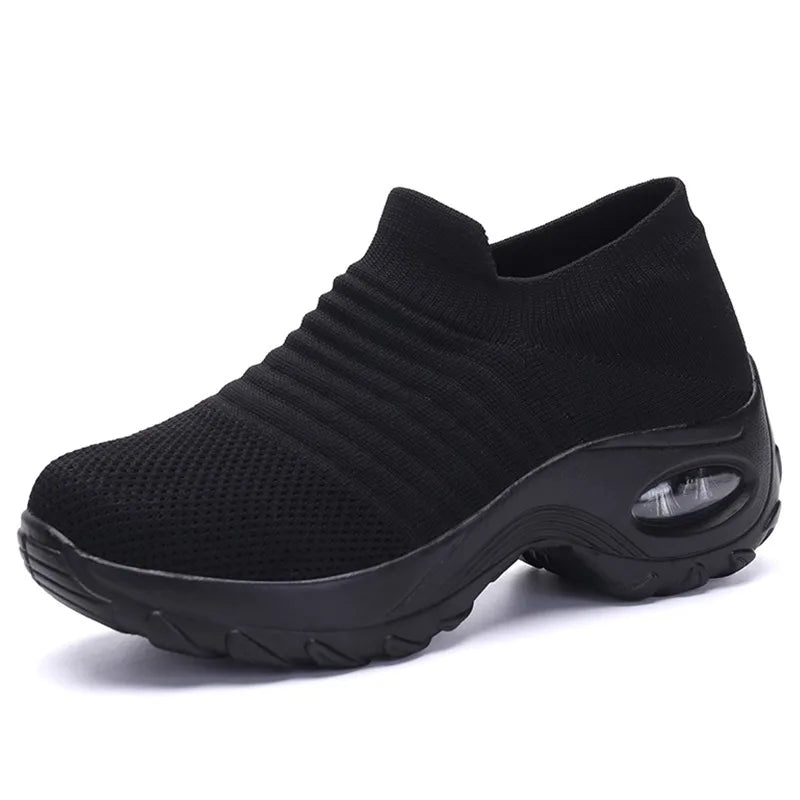 Damen Sneakers Plattform Atmungsaktives Obermaterial Rutschfeste Sohle 8