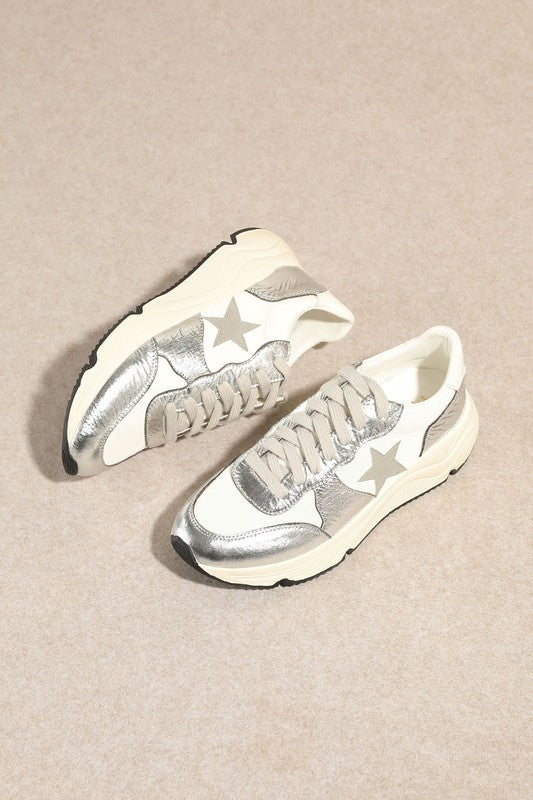 Damen Sneakers Sportlich Casual Silber 1